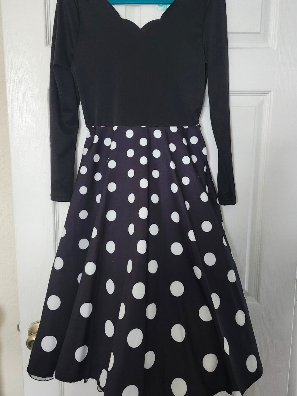 Blk and white poka dot dress